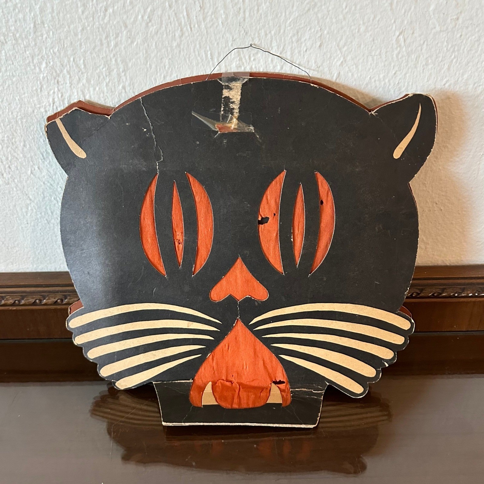 Antique Beistle Tommy Whiskers Halloween Cat Lantern Art Deco 1938-1941 USA