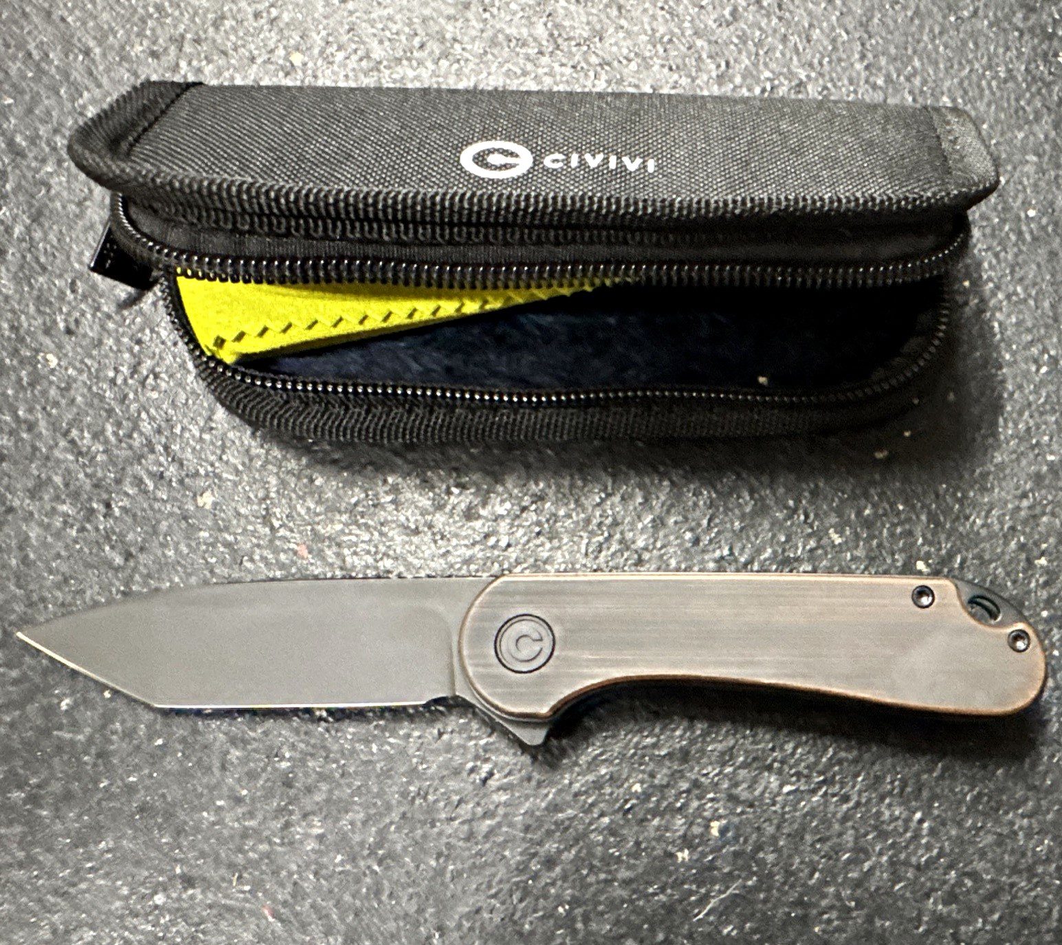 CIVIVI Elementum Pocketknife Copper Handle Plain Edge Tanto Liner Lock