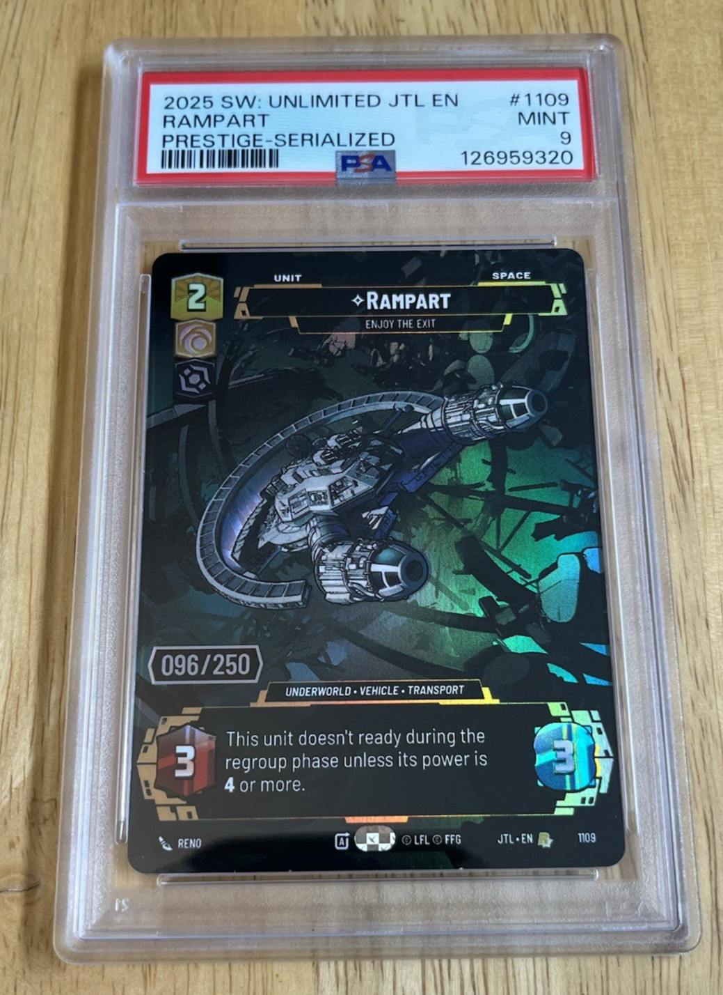 Star War Unlimited Rampart Enjoy the Exit Serialized 96/250 PSA Graded Mint 9