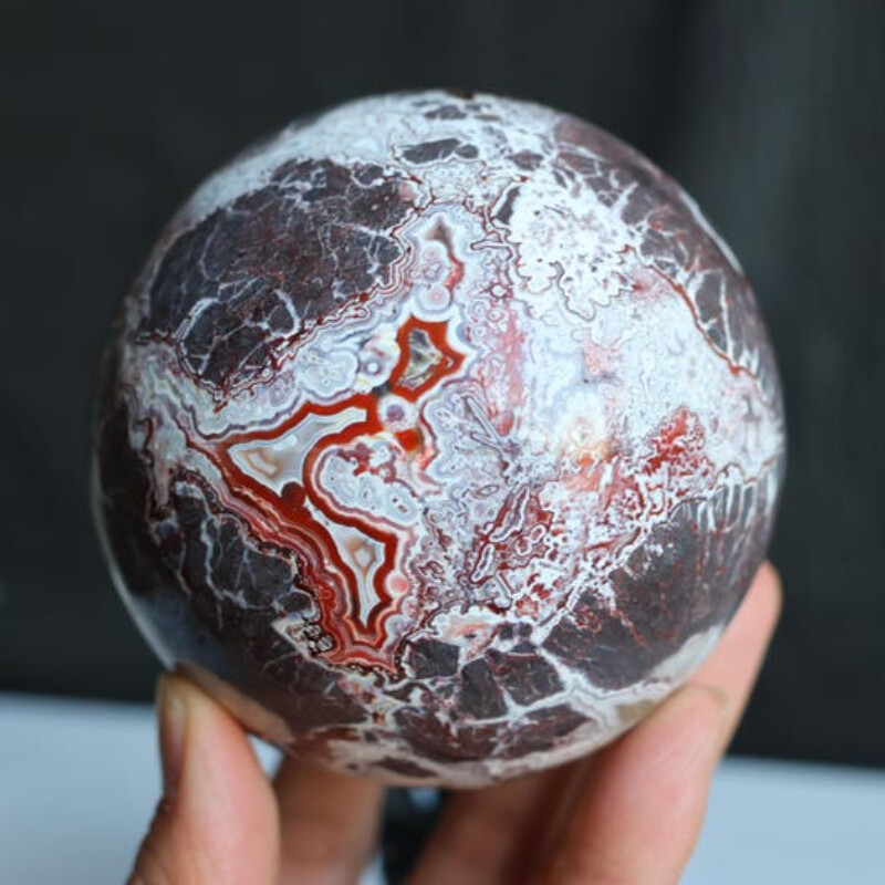 Hand carved Natural Mexican Crazy agate Ball 88mm Reiki Crystal Sphere decor 1pc
