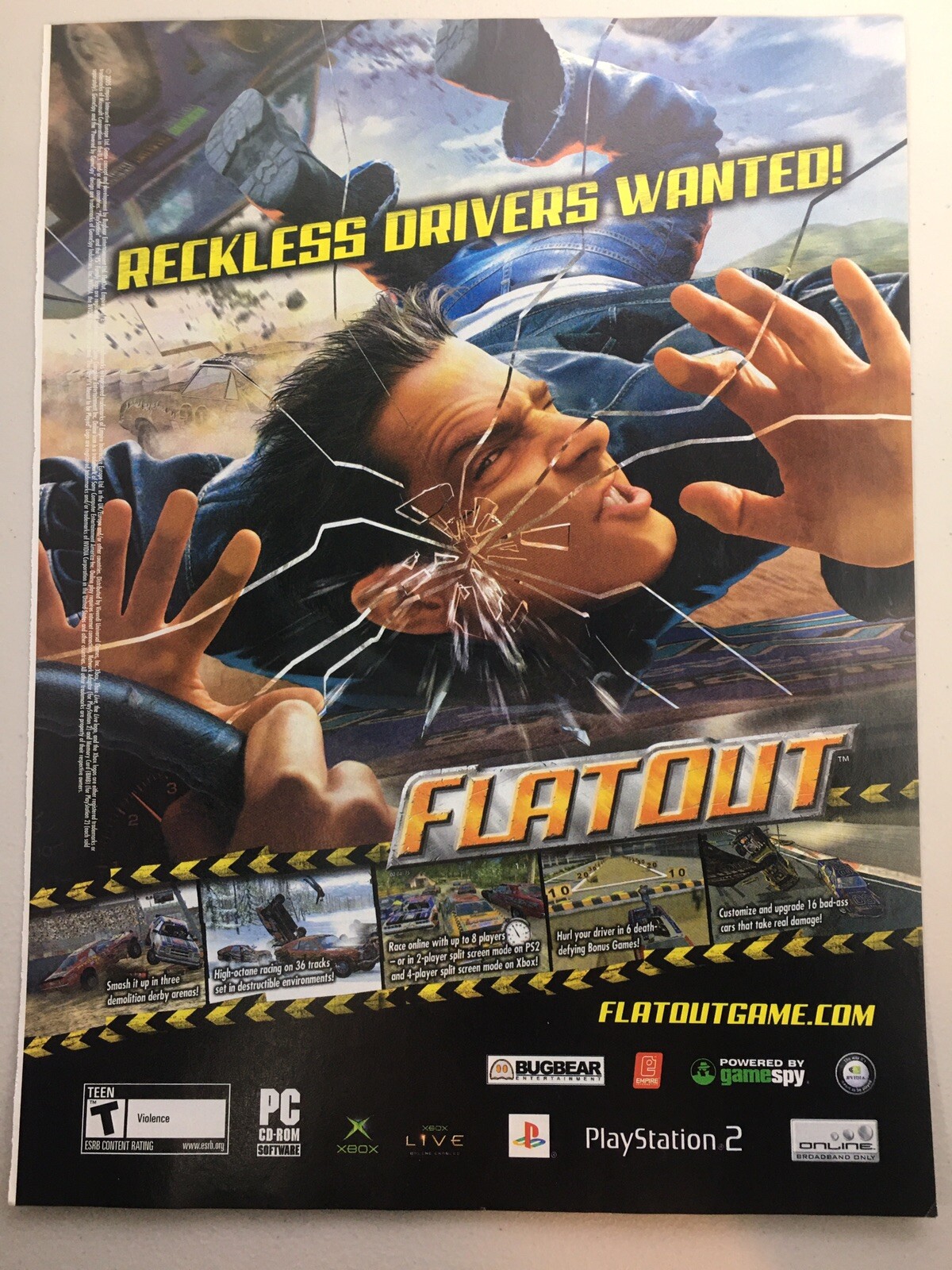 2005 FlatOut Video Game Vintage Print Ad Advertisement Original PS2 XBox