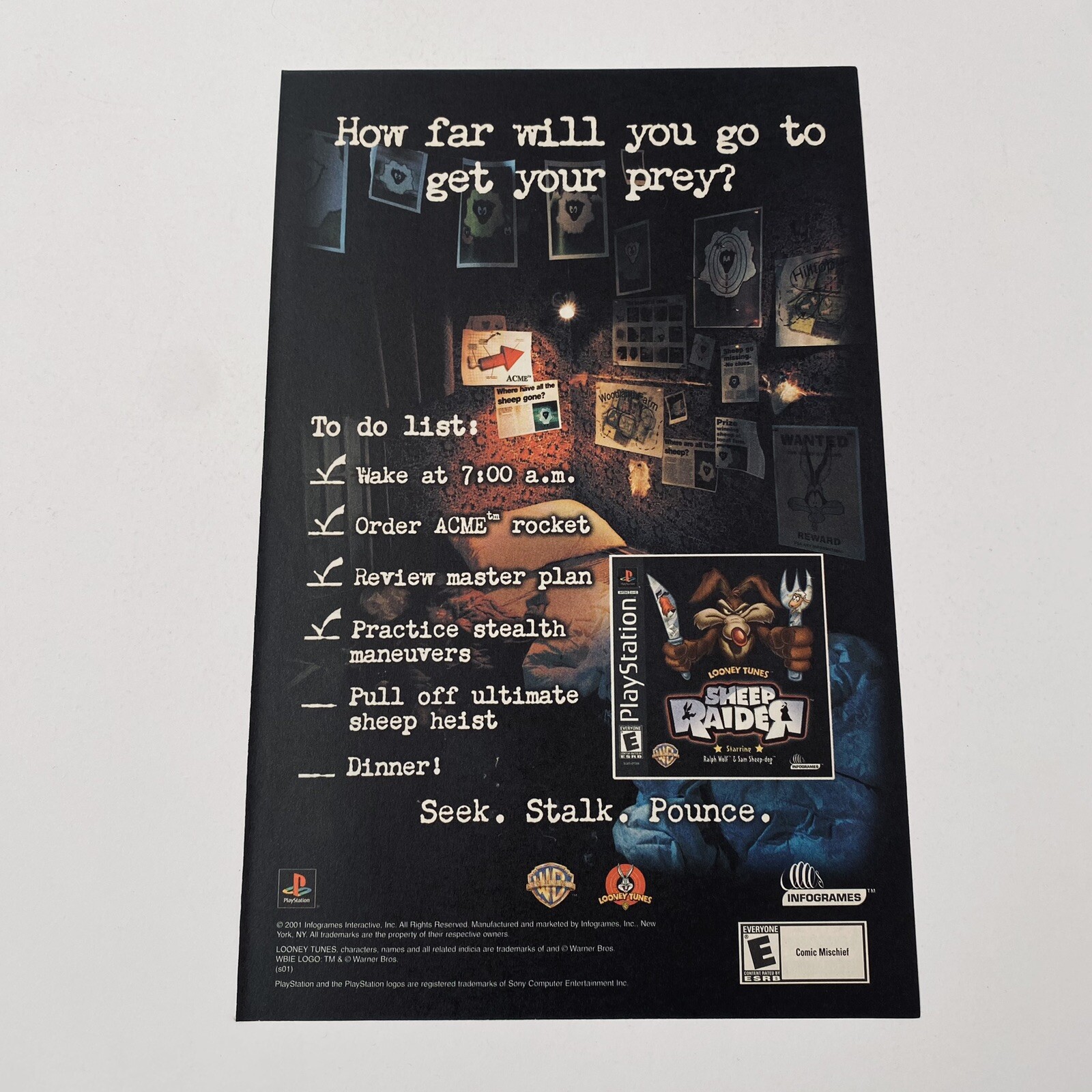 Sheep Raider PS1 PlayStation Game Promo Poster Sony 2000s Rare Print Ad 