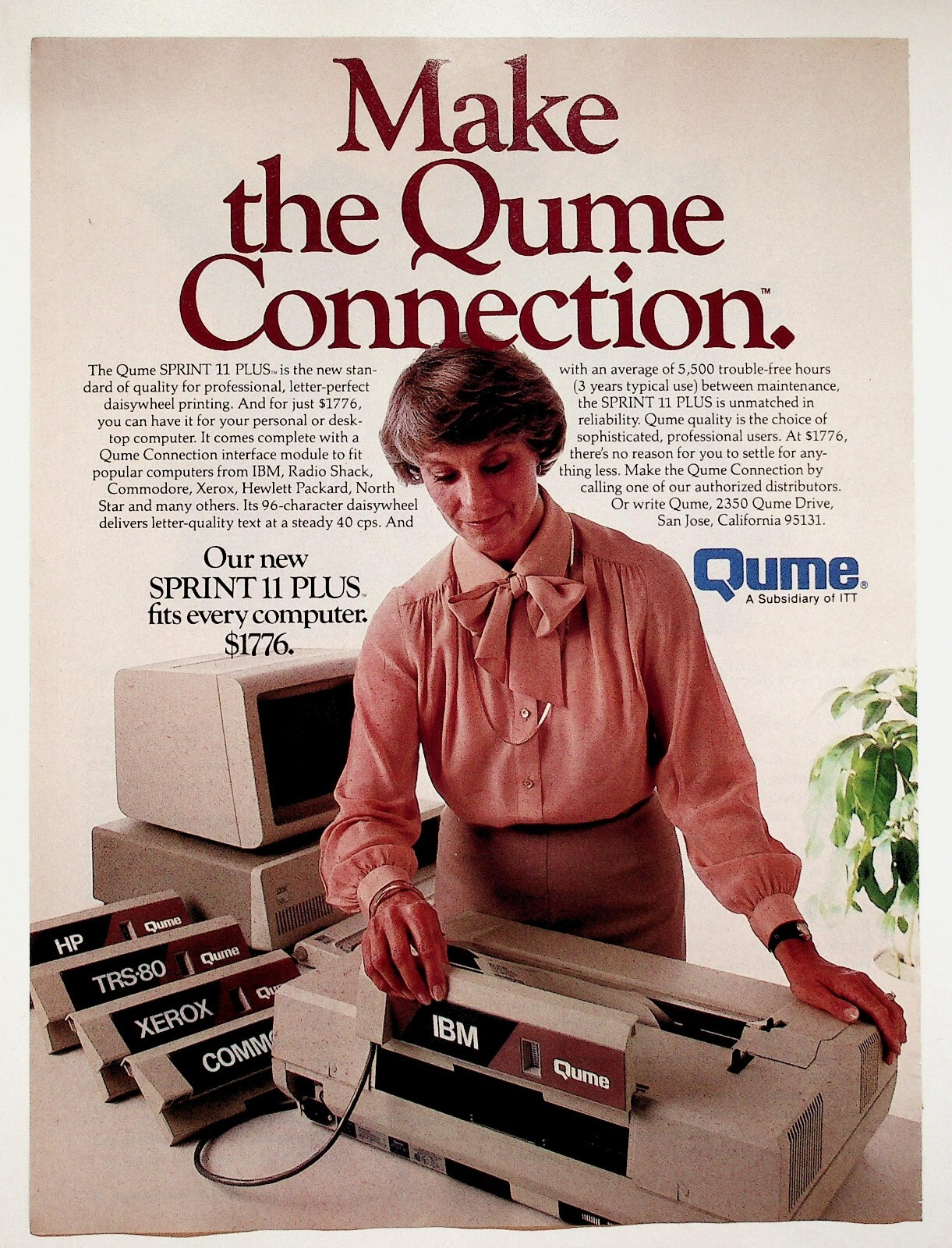 1983 Qume Sprint 11 Plus Computer Printer - Vintage Technology Ad