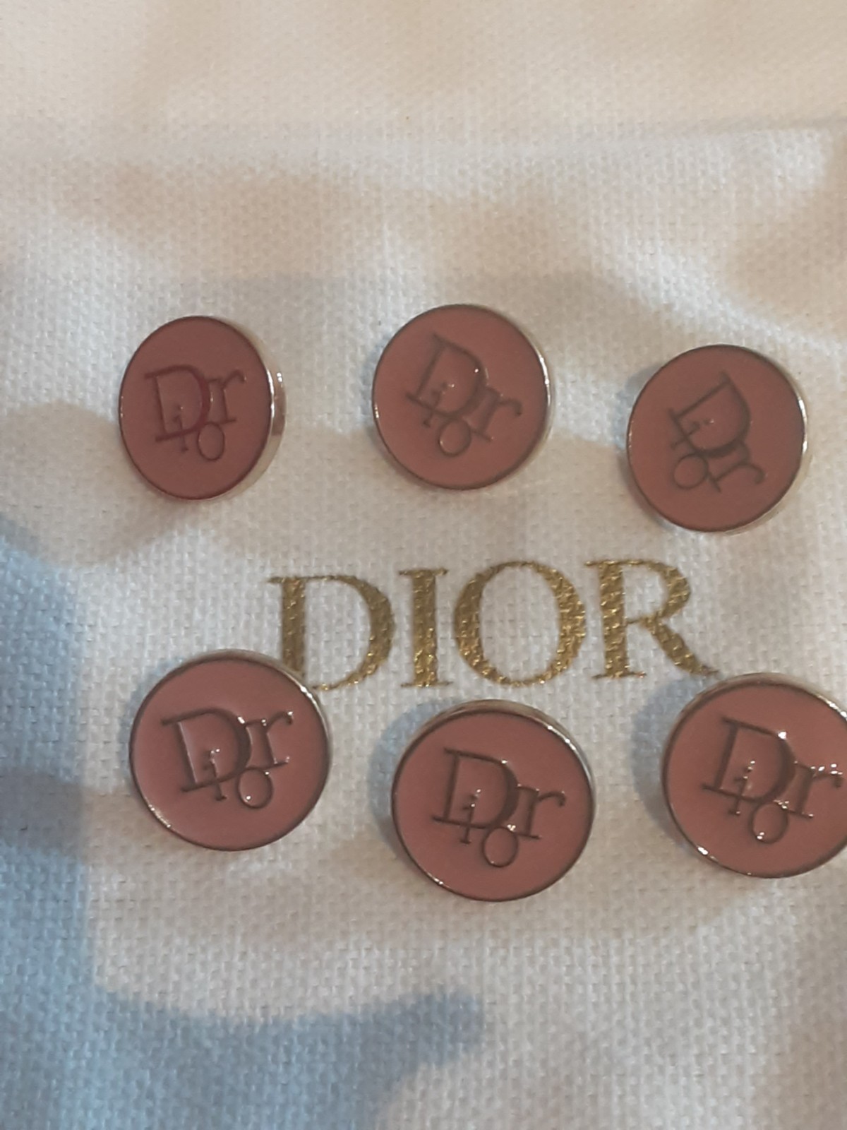 Lot of 6  Christian DIOR pink / gold /  size 0,6 inch metal 16   mm