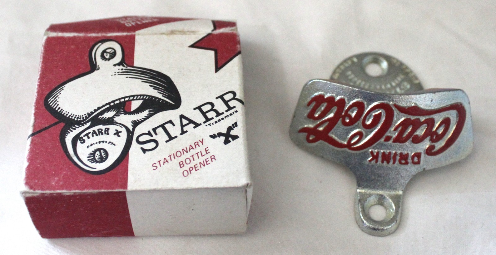 NEW VINTAGE STARR X COCA-COLA STATIONARY METAL BOTTLE OPENER ADVERTISING GERMANY