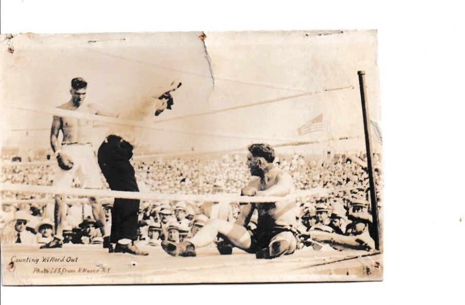 Antique Original 1919 RPPC Willard vs Dempsey Postcard Photo by Moser