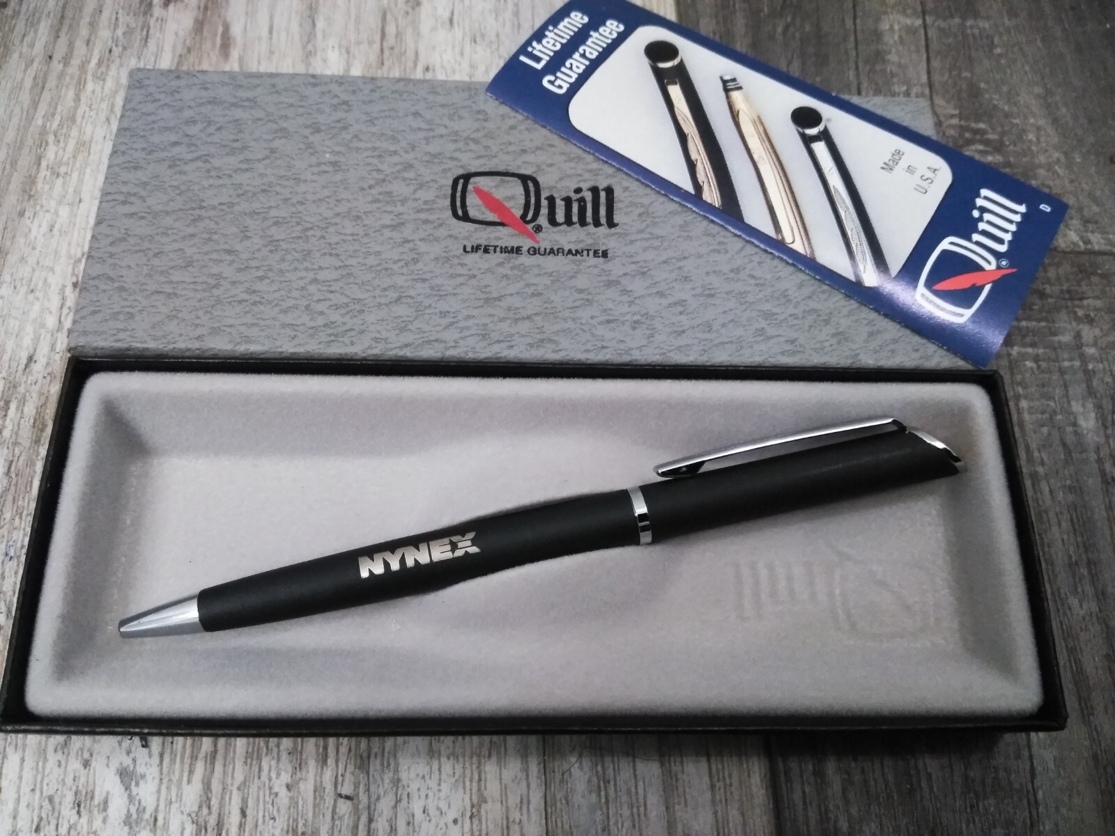 VTG NYNEX TELEPHONE COMPANY QUILL WRITING INSTRUMENT PEN W/ BOX (NEEDS NEW INK)