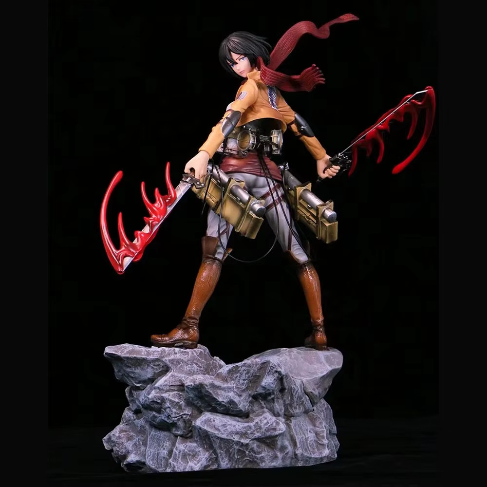 Attack On Titan Gk Statue Levi Ackerman Mikasa Ackerman Battle Damaged Version