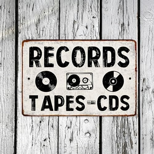 Records Tapes Cds Vintage Living Room Tin Metal Signs Home Décor 8x12