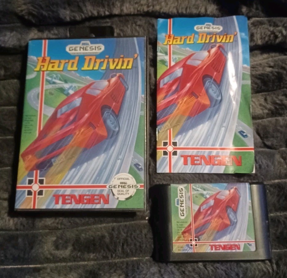 Hard Drivin' (Sega Genesis system) Complete OFFICIAL USA GAME - TESTED USA