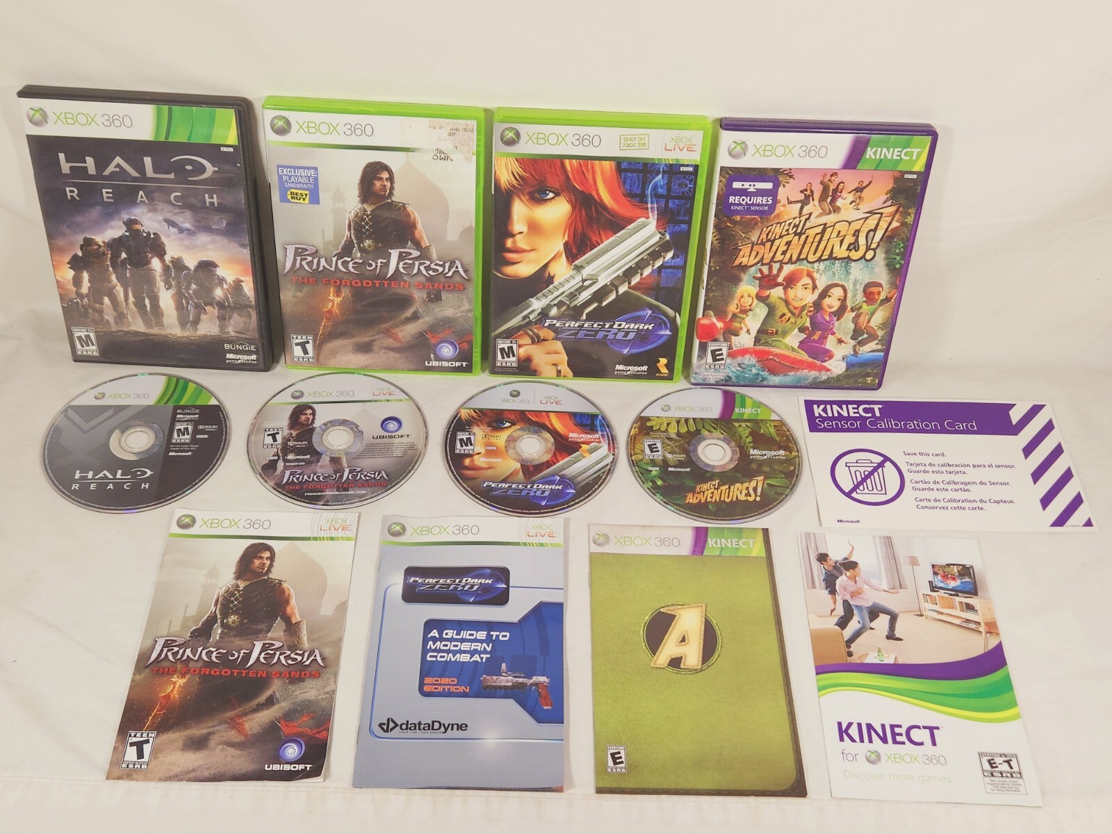 Xbox 360: Prince of Persia, Halo Reach, Perfect Dark Zero, Kinect Adventures CIB