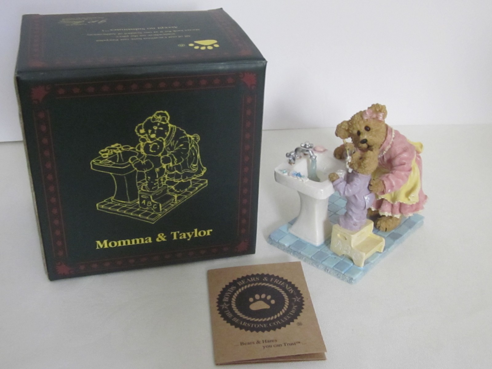 Rare Boyds Bear Resin 2005 MOMMA & TAYLOR ... Bedtime Routine Figurine  ~1st Ed.