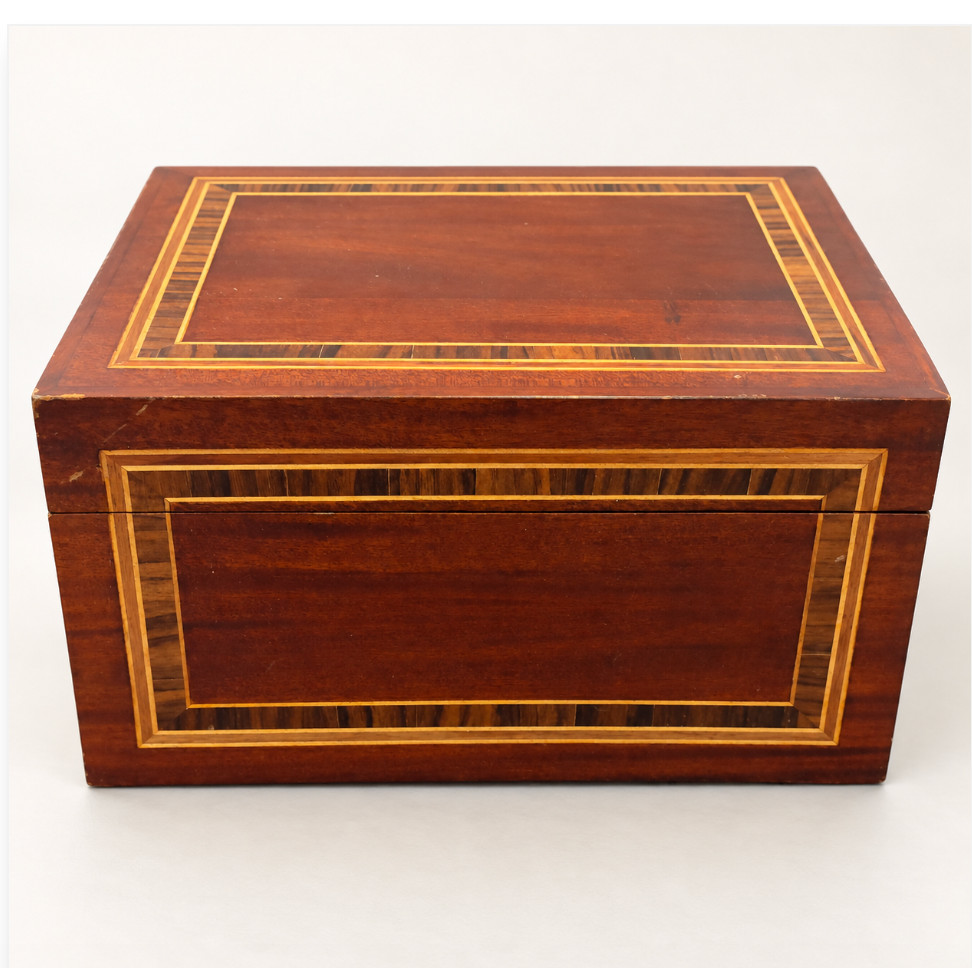 Vintage Libra Company England Wood Inlaid Writing Slope Lap Desk Box