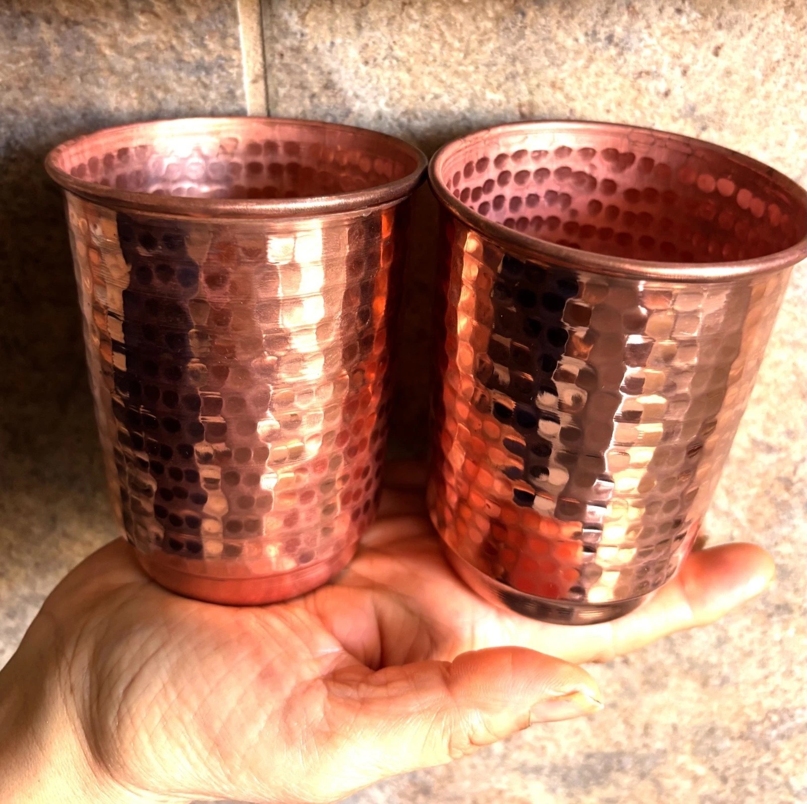 2 Cups Genuine 100% Copper Water Drink Mug Pure Solid ship from USA to USA