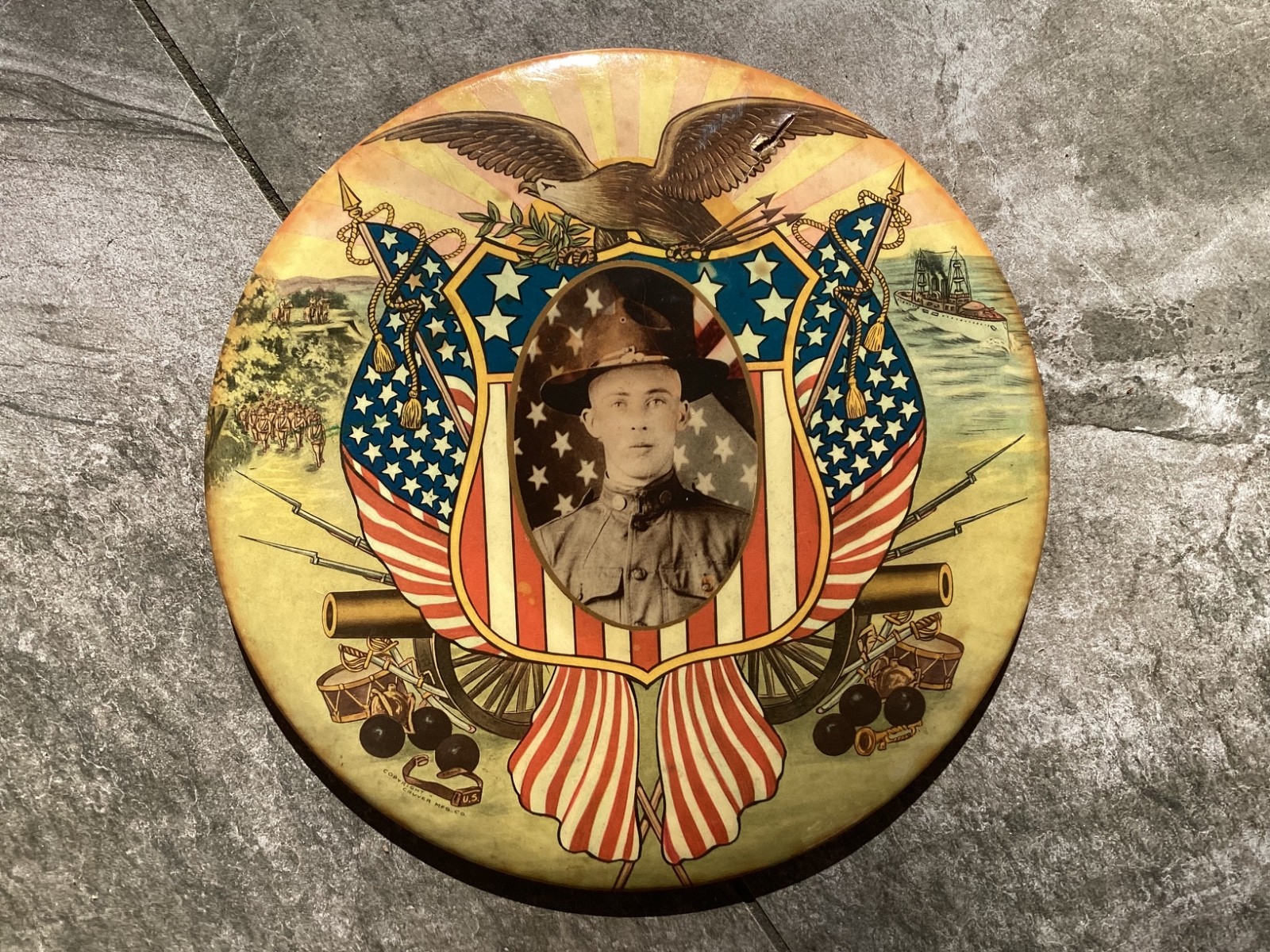 Antique WWI Patriotic Soldier Portrait 9