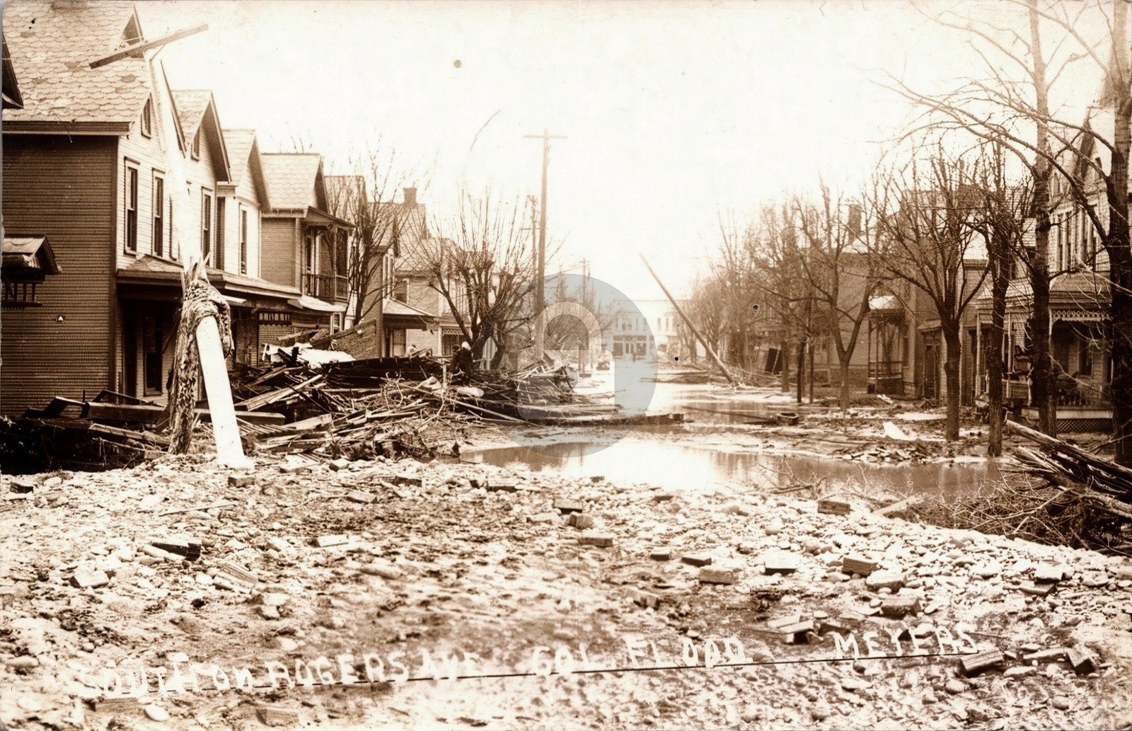 1913 Columbus Ohio Flood Rogers Ave Disaster Meyers RPPC Photo Postcard COPY