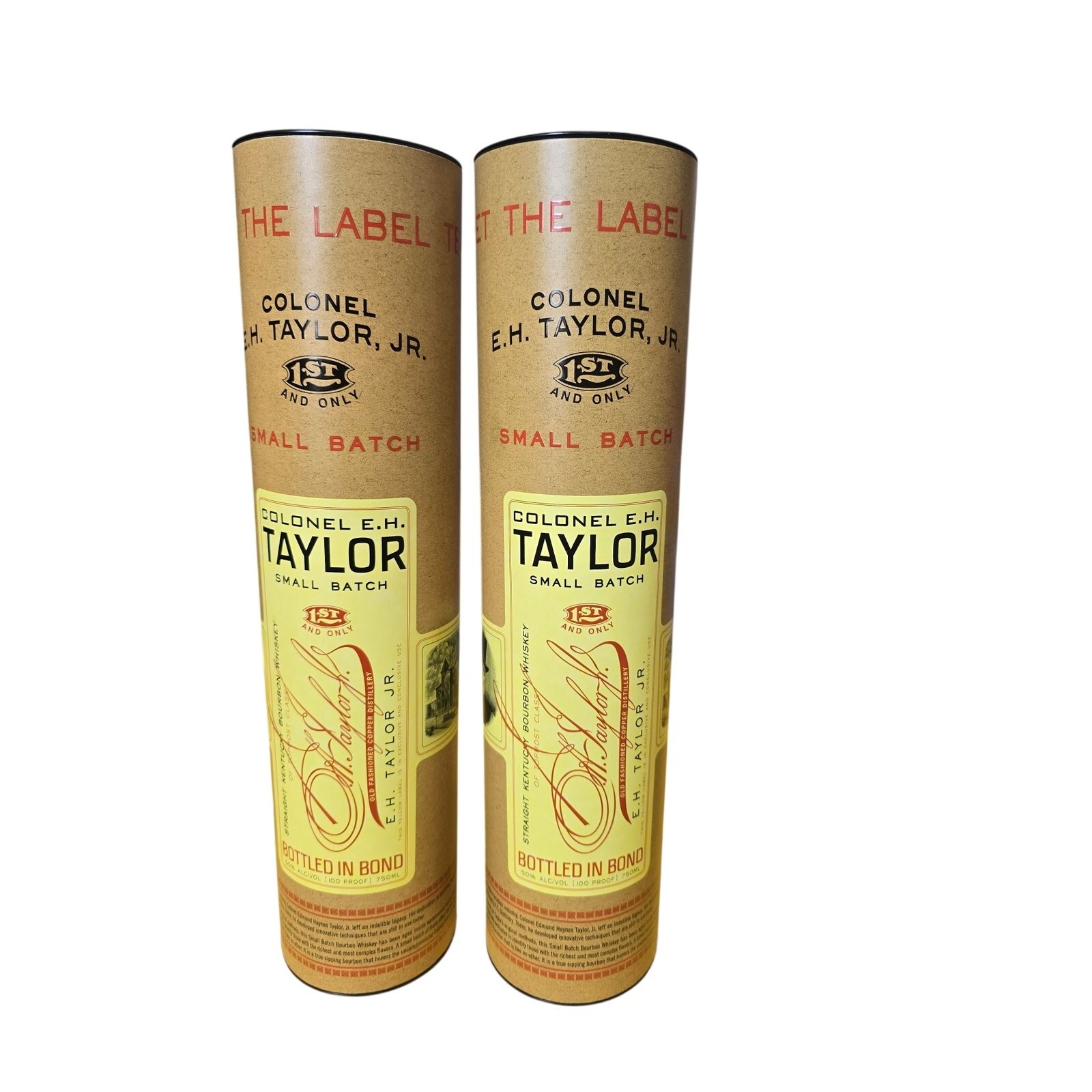 Lot of 2 Colonel E.H. Taylor Jr Small Batch Empty Whiskey Tubes Boxes- No bottle