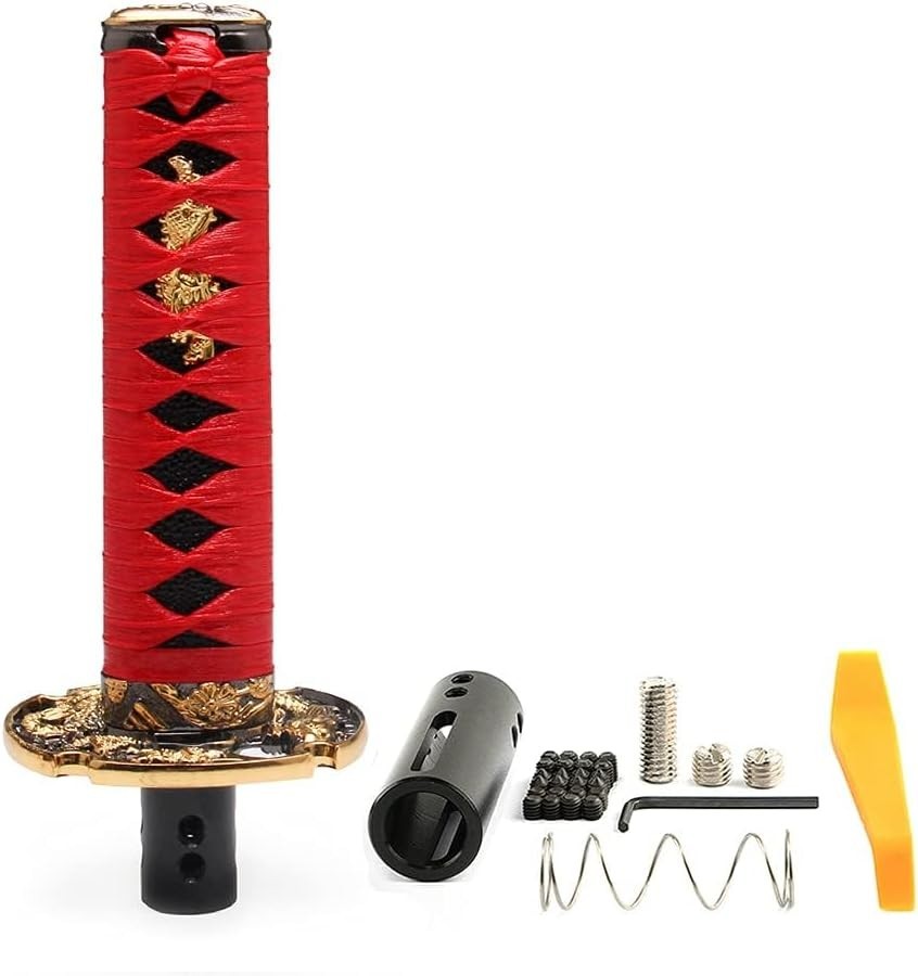 Automatic Katana Shift Knob Samurai Sword Weighted Gear Shifter 15cm Red/Black