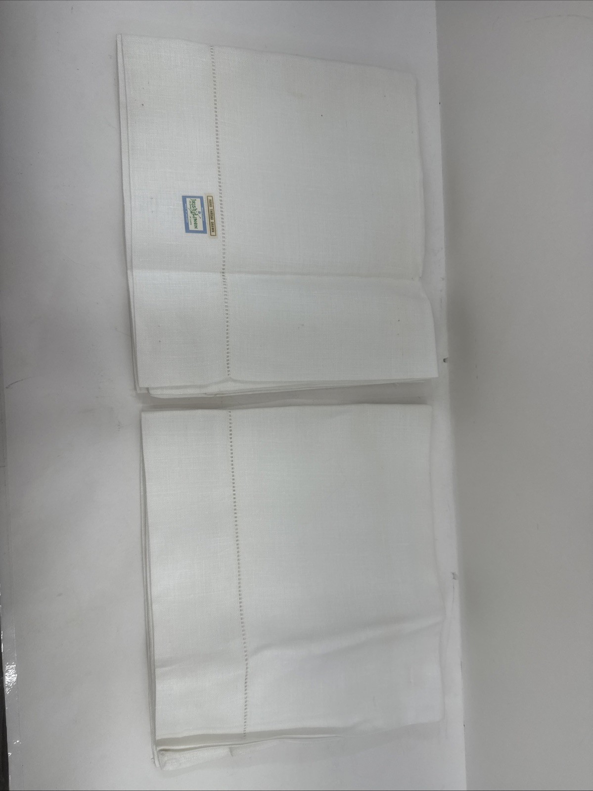 Vintage Irish Linen Pillowcases Count 2 White Queen size 32.5 x 20.5