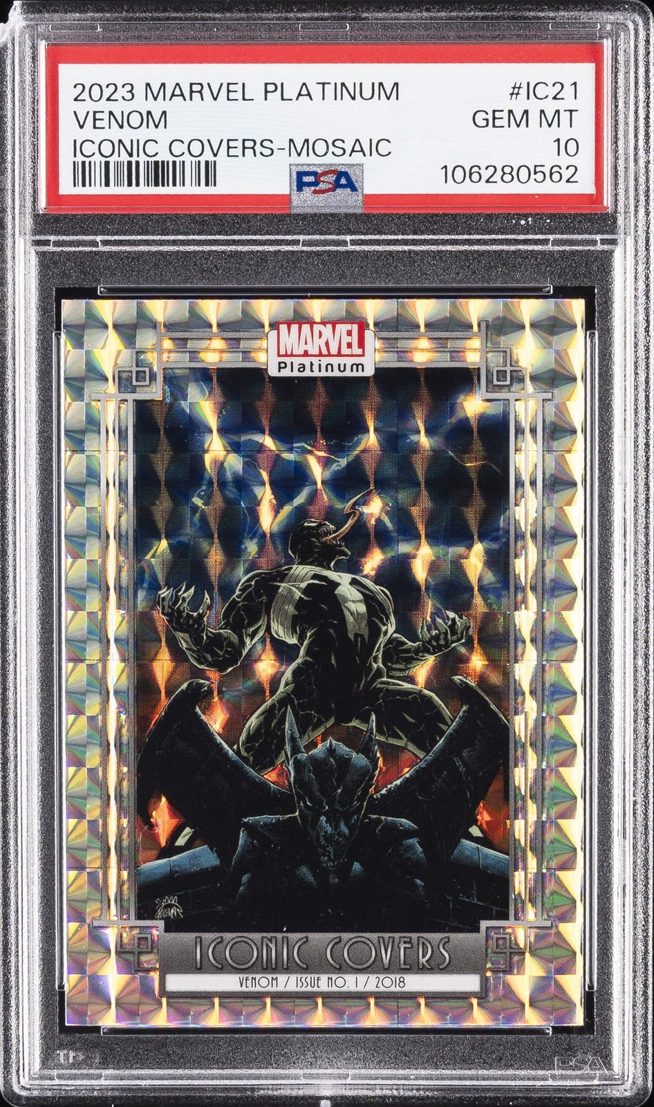 2023 UD MARVEL PLATINUM ICONIC COVERS MOSAIC #IC21 VENOM PSA 10
