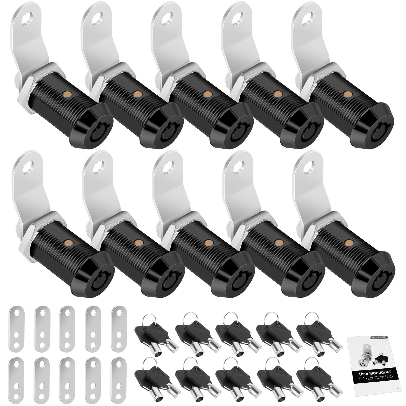 10 Pack Cabinet Lock with Keys, 1-1/8 RV Storage Lock Keyed Alike, RV Locks f...
