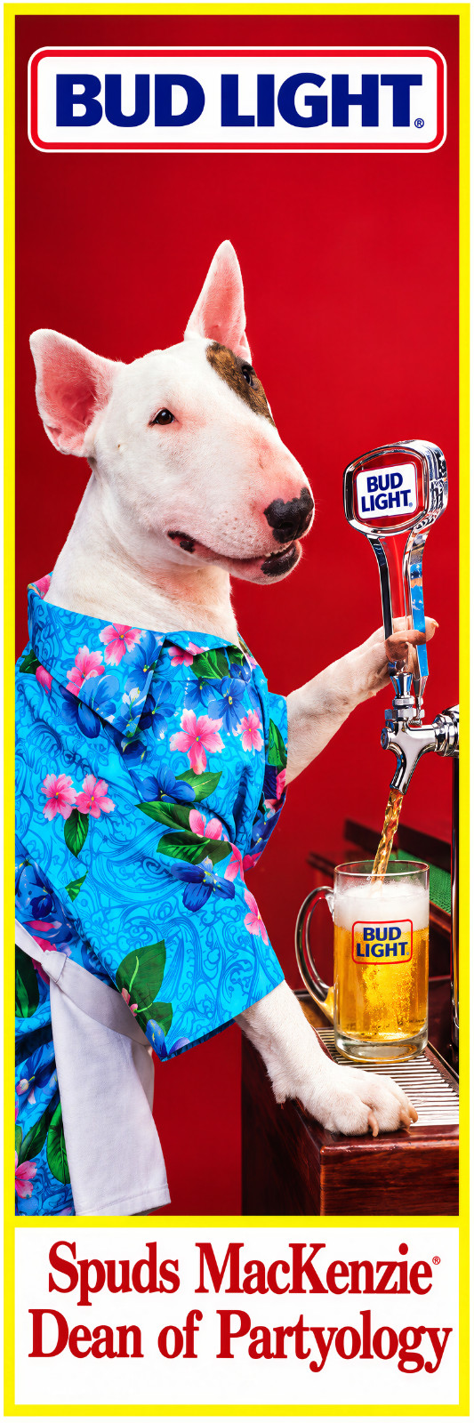 GIANT 2’X6’ VINYL BANNER - BUD LIGHT SPUDS MACKENZIE - DEAN OF PARTYOLOGY
