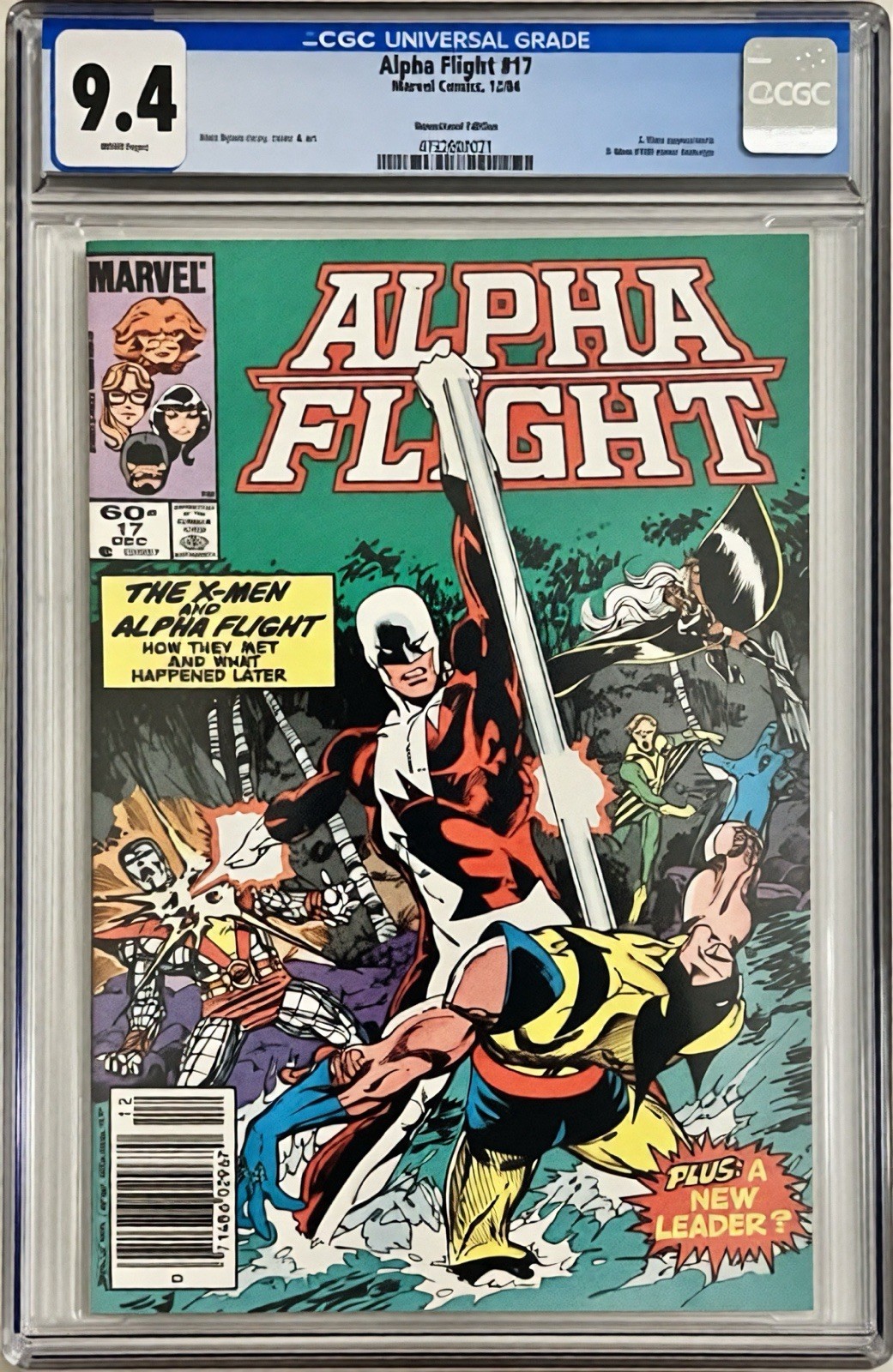 Alpha Flight #17 CGC 9.4 Marvel 1984 X-Men App X-Men #109 Cover Homage NEWSSTAND