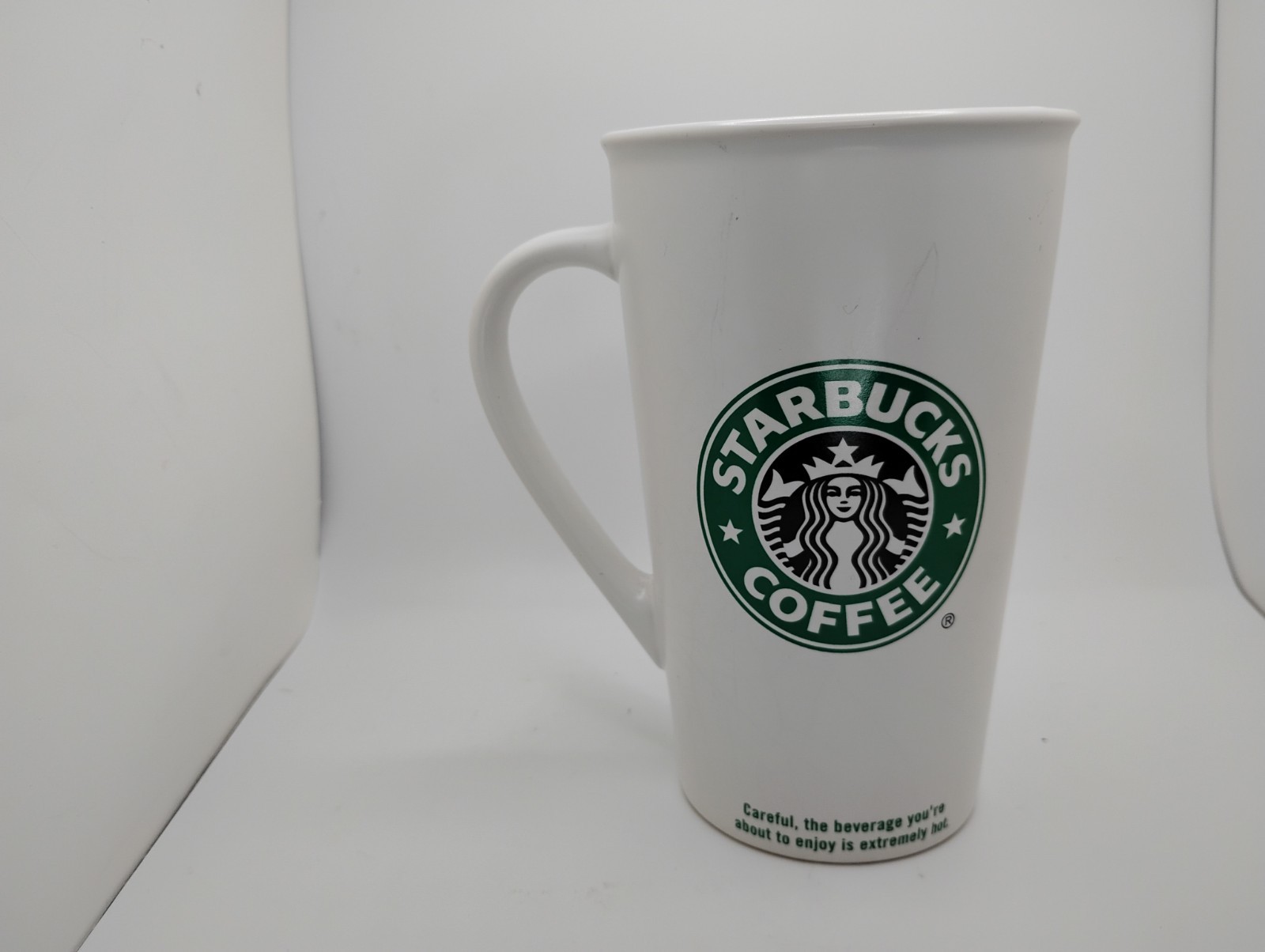 Starbucks Grande 16oz Coffee Mug Mermaid Logo White Tall Ceramic Cup 2005