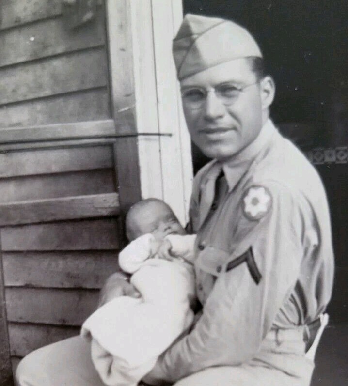 US Soldier WWII 9th Service Command Historical Group Pacific N West Baby Photo