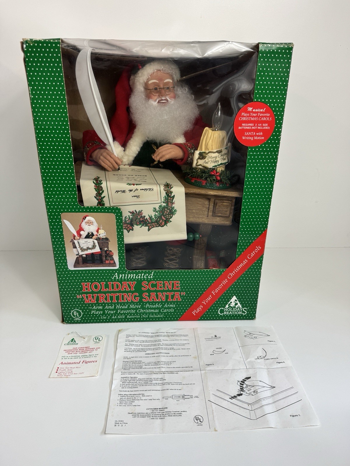 Holiday Creations Christmas Animatronic Santa Clause 1993 CIB Tested Working