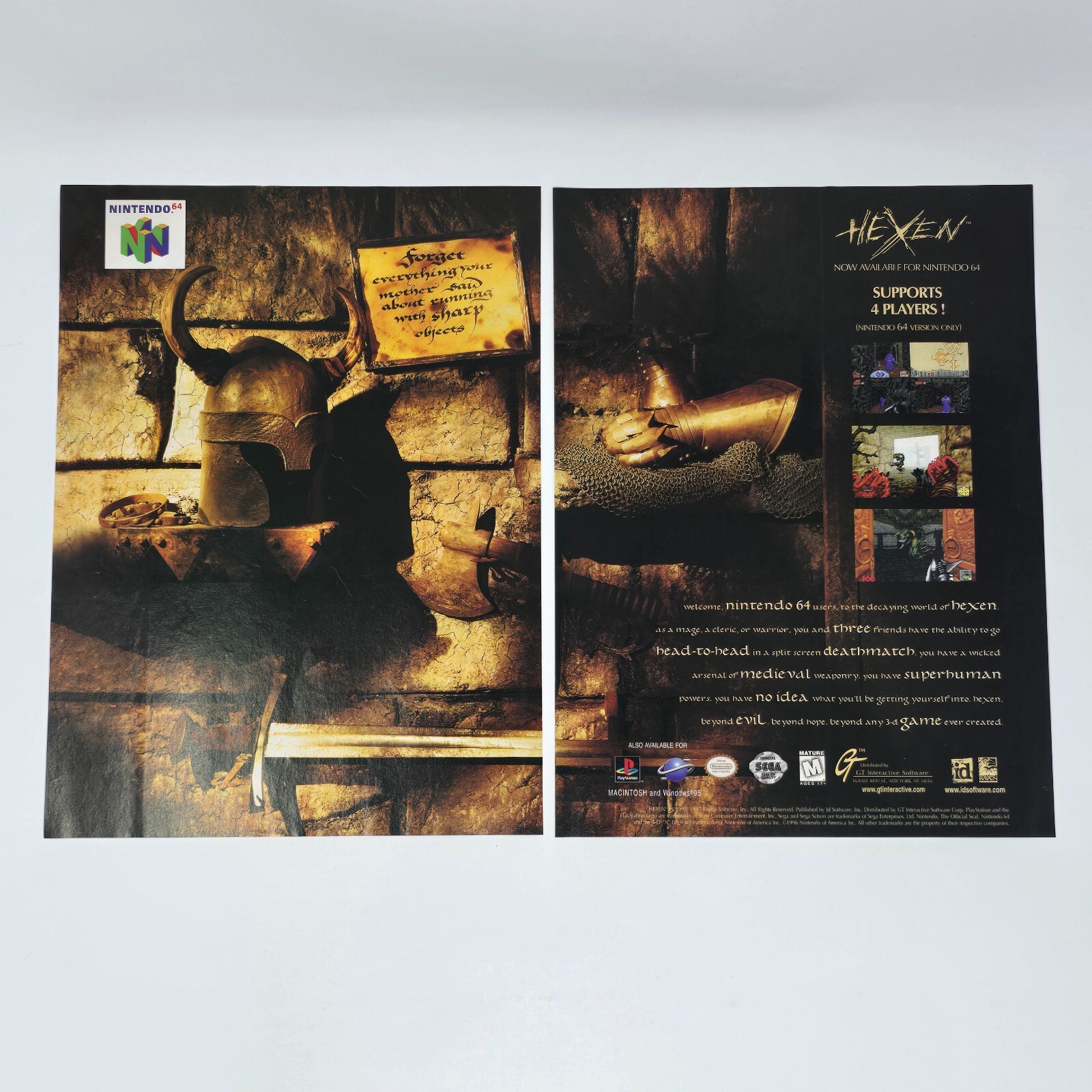 Hexen Nintendo 64 N64 Sega Saturn Sony PS1 Decaying Print Ad/Poster Promo Art