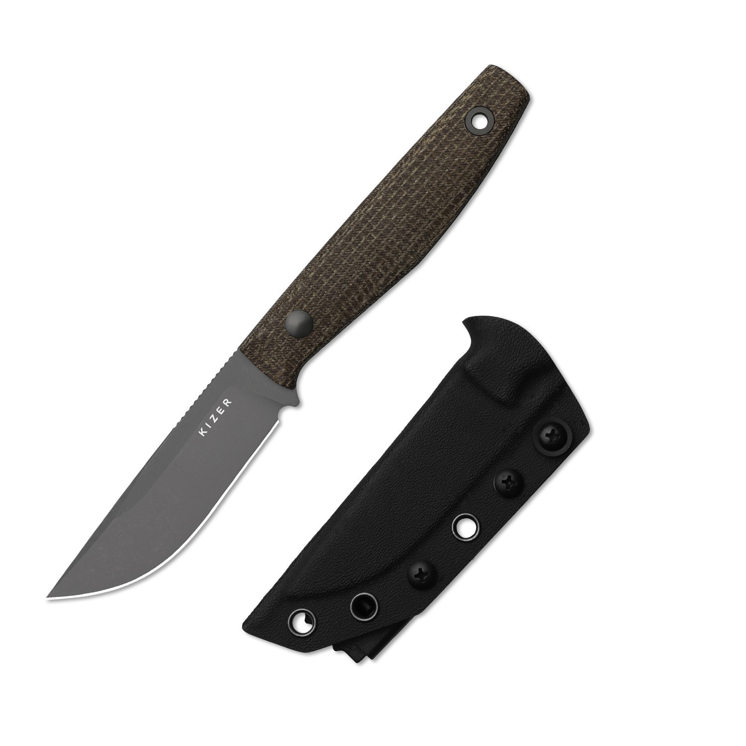 Kizer Dingo Fixed Knife AEB-L Blade Micarta Handle With Sheath Camping 1121A1