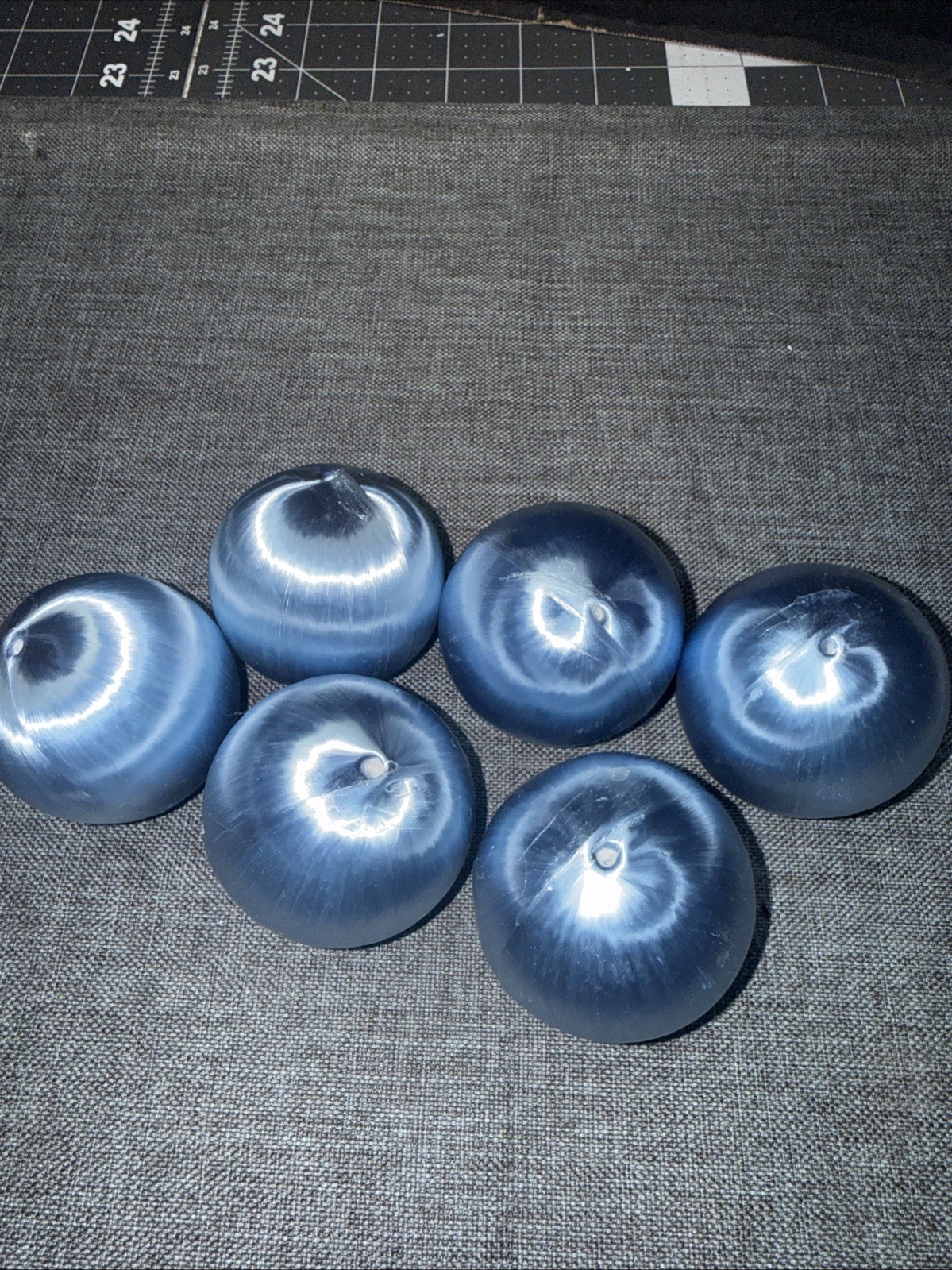 Lot Of 6 Vintage Silky Satin Crafting Ball Ornaments Medium Size  Blue
