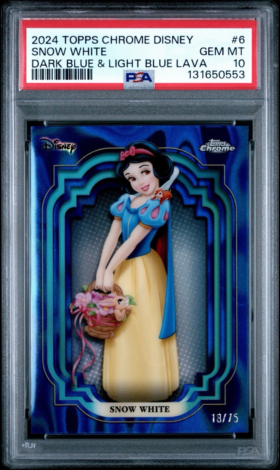 2024 Topps Chrome Disney Snow White Dark Blue & Light Blue Lava PSA 10 /75