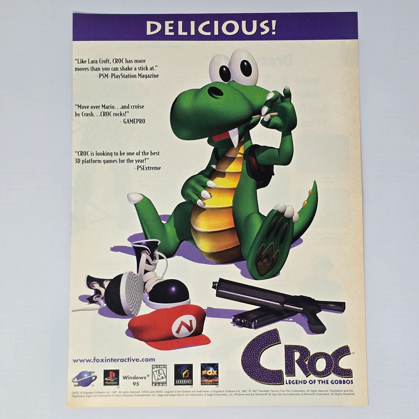 Croc Legend Of The Gobbos Sega Saturn PlayStation PS1 Mario Print Ad/Poster