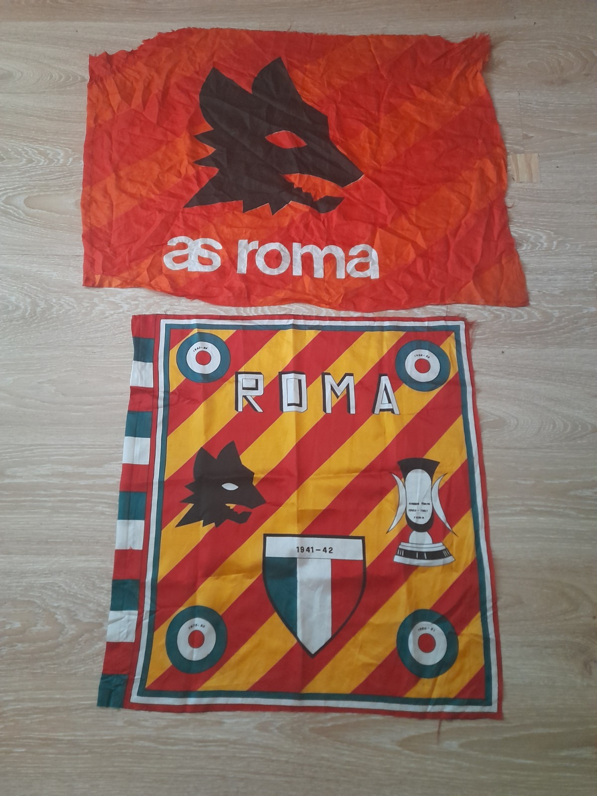 2 VINTAGE FLAGS '80 FLAGS AS ROME.YEAR 1981. FAIR CUP, SHIELD 1941/42. 