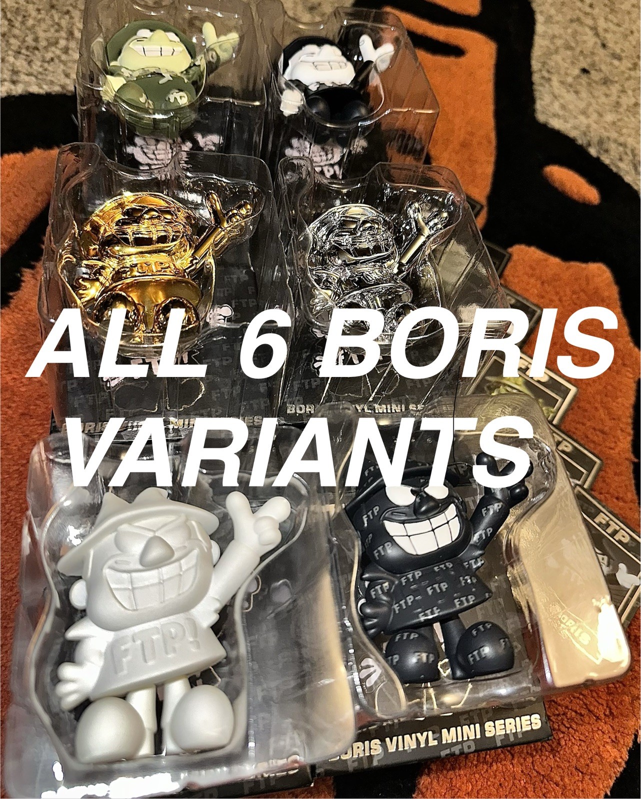 FTP Boris Vinyl Mini Series Limited Edition Mini Figures FULL SET ALL 6 w/ Cards