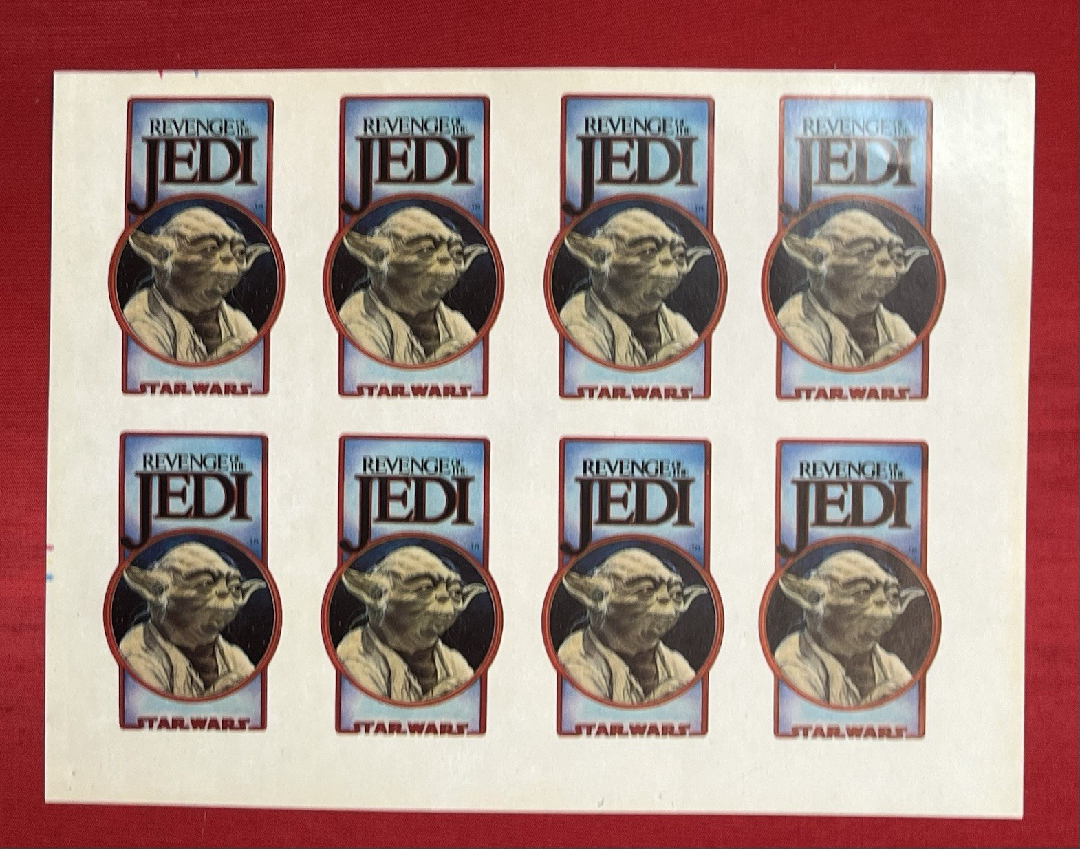 Star Wars uncut vintage Revenge of the Jedi Yoda stickers RARE 