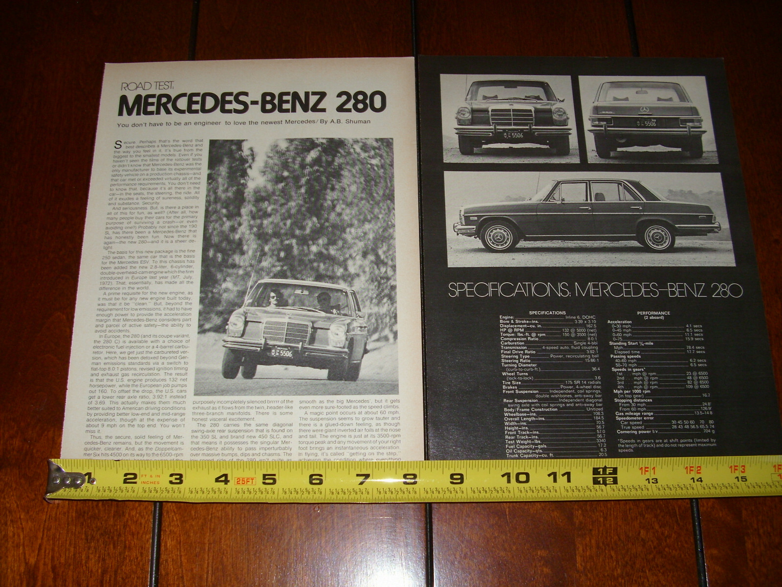 1973 MERCEDES BENZ 280 ORIGINAL ARTICLE
