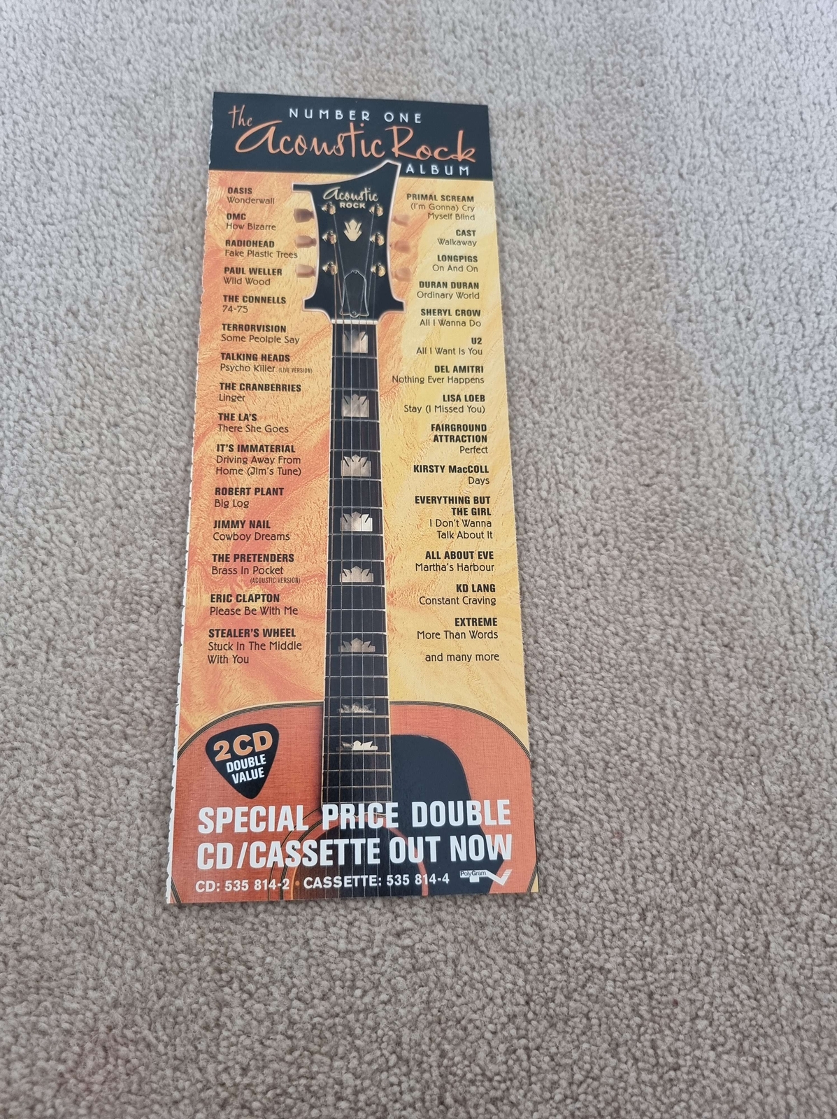 TNEWL44 ADVERT 11X4 THE NUMBER ONE ACOUSTIC ROCK ALBUM : OASIS, LISA LOEB