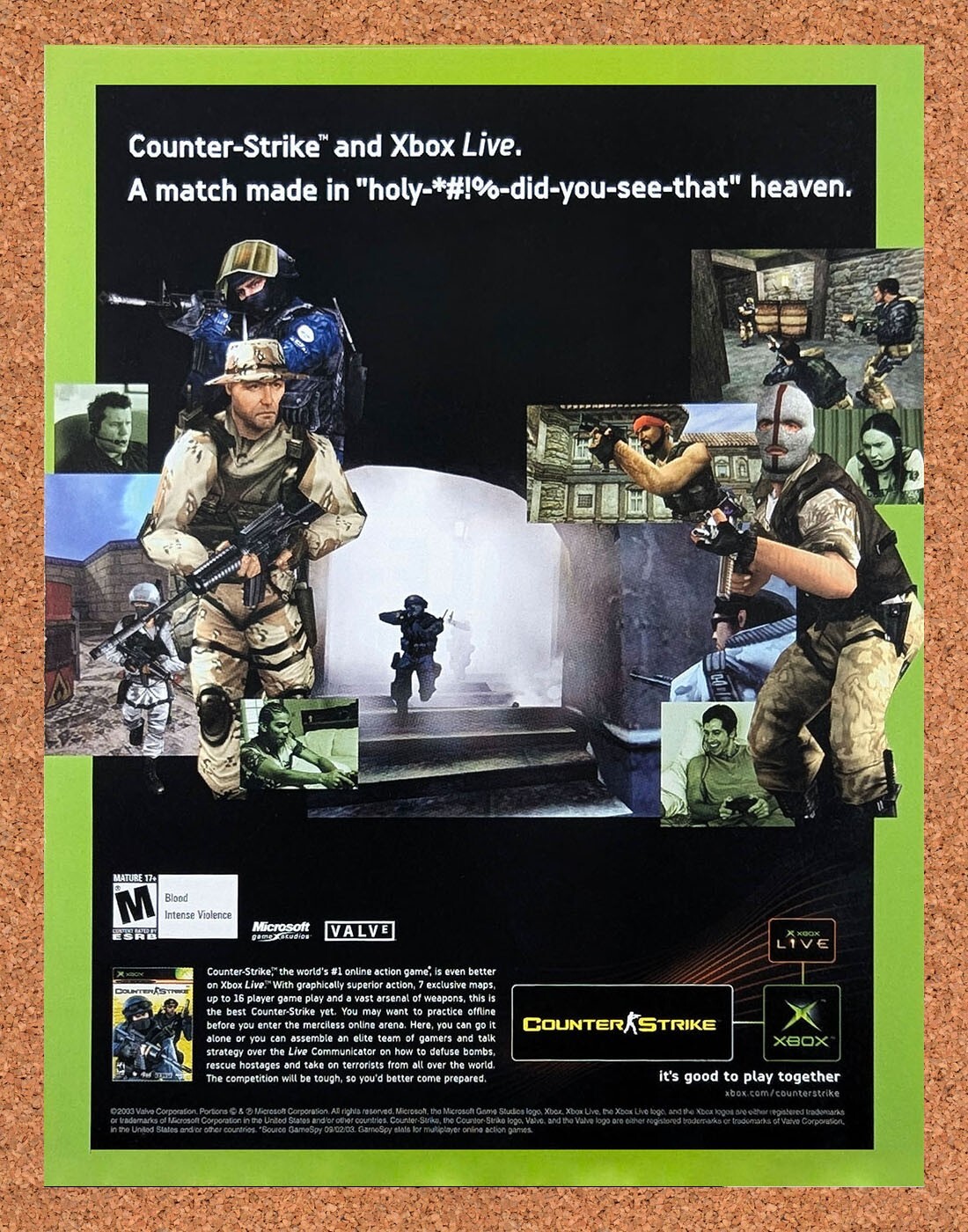 2003 Counter-Strike Xbox Live Original Advertisement / Retro Promo v2