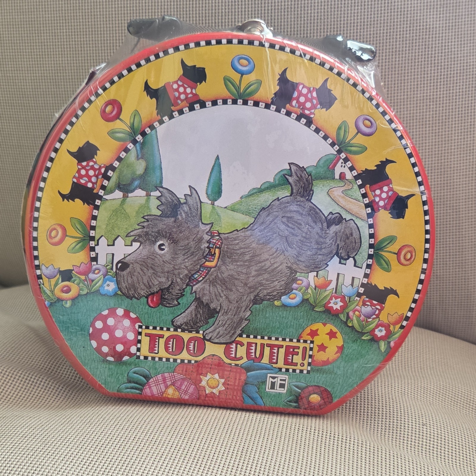 NEW Scarce Mary Engelbreit Scottie Dog Metal Lunch Pail Box~\