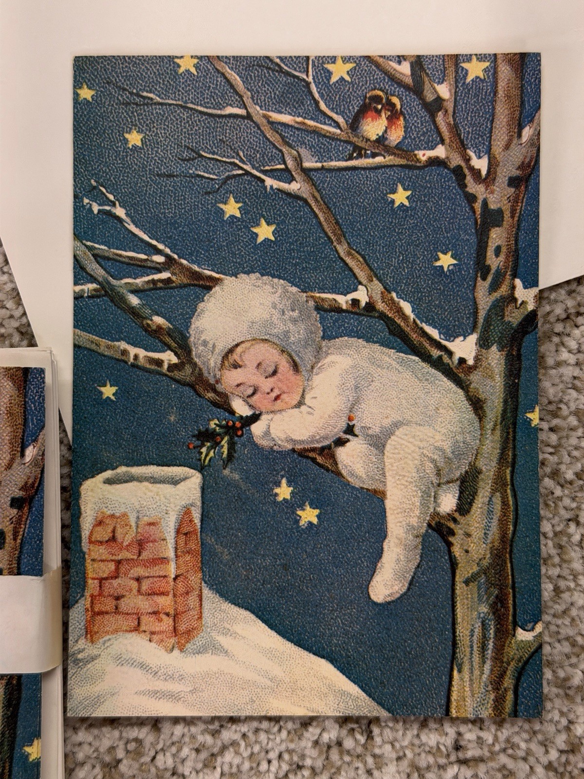 Lot 16 VTG Christmas Cards Sleeping Snow Baby Recycled Paper Products Unused