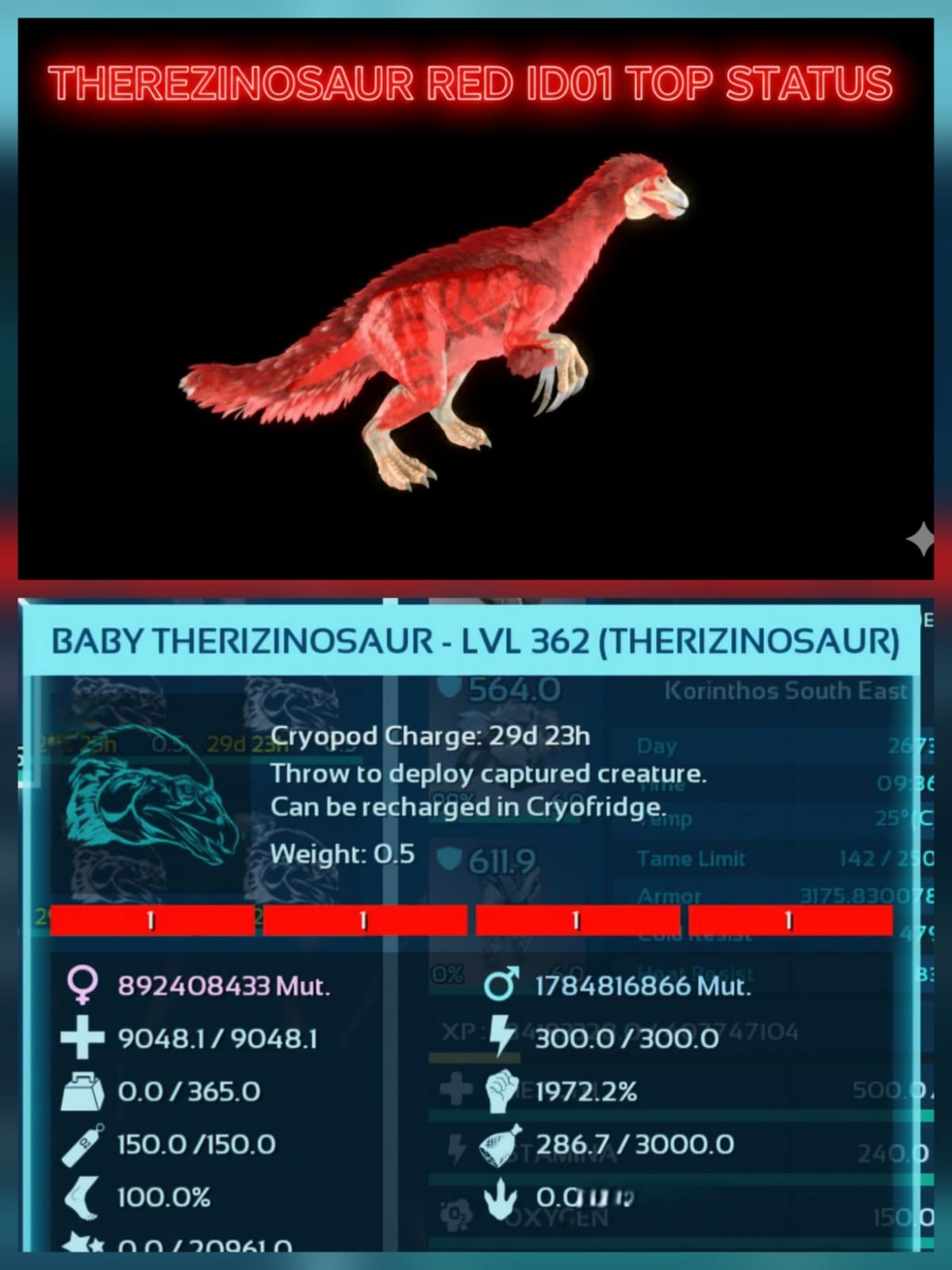 Therezinosaur [Top Status] Baby Ark Ascended Pve Official PC/XBOX/PS5-Asa-Theri