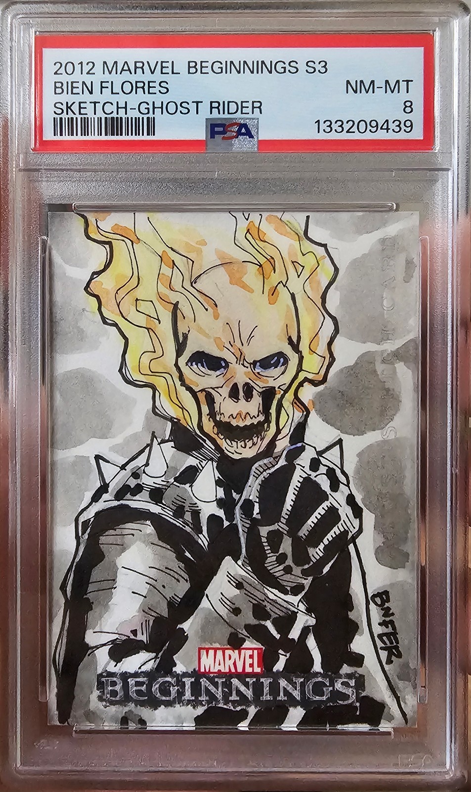 2012 Marvel Beginnings S3 Bien Flores Ghost Rider Sketch Card 1/1