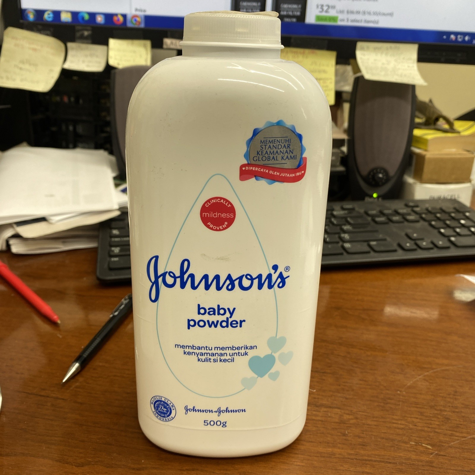 2 Johnson's Baby Powder with Talc - 500g.  Collectible Sealed