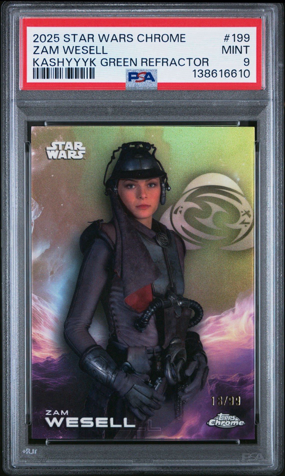 2025 TOPPS CHROME STAR WARS #199 ZAM WESELL KASHYYYK GREEN REFRACTOR