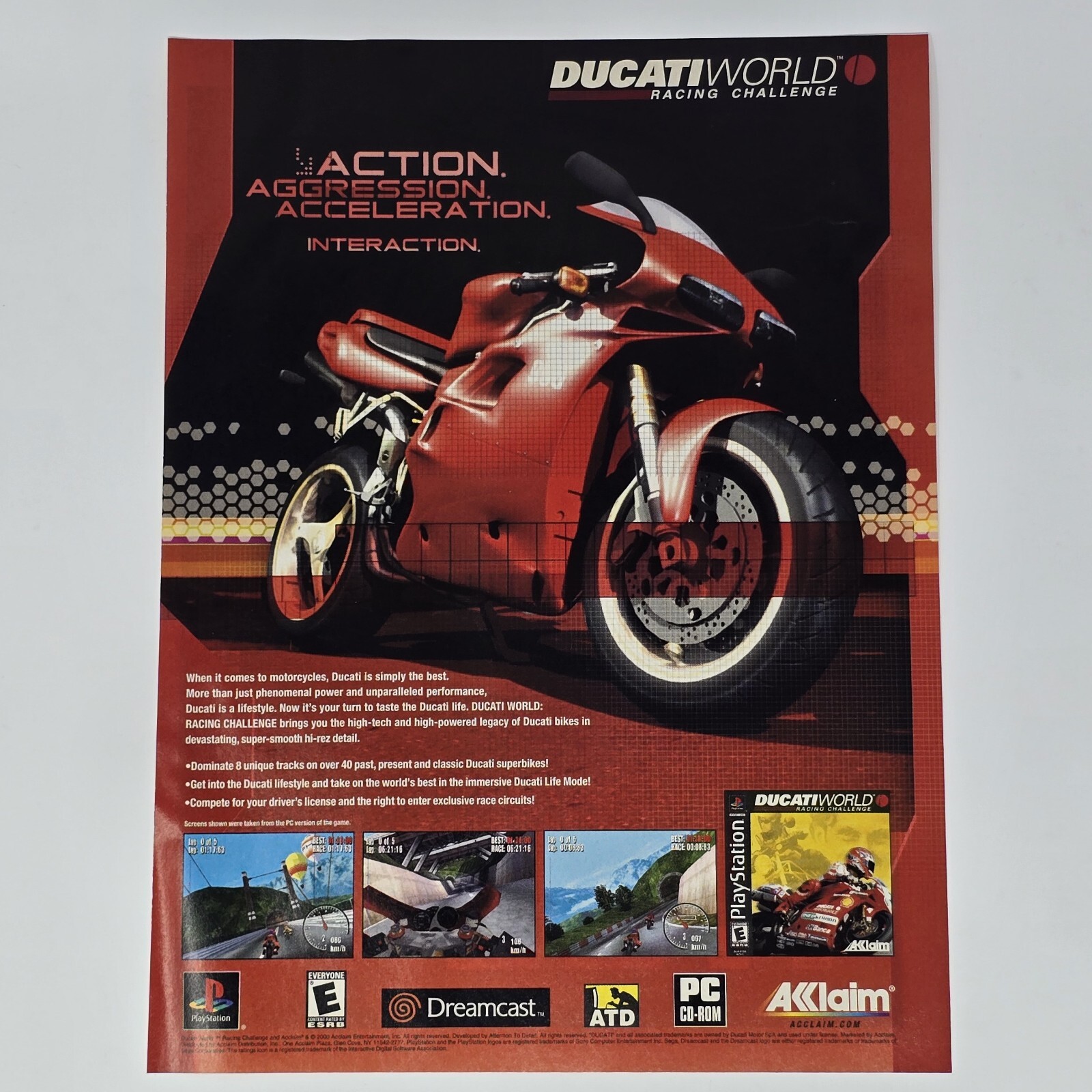 Ducati World Racing Dreamcast PS1 PC Action Print Ad/Poster Official Promo Art