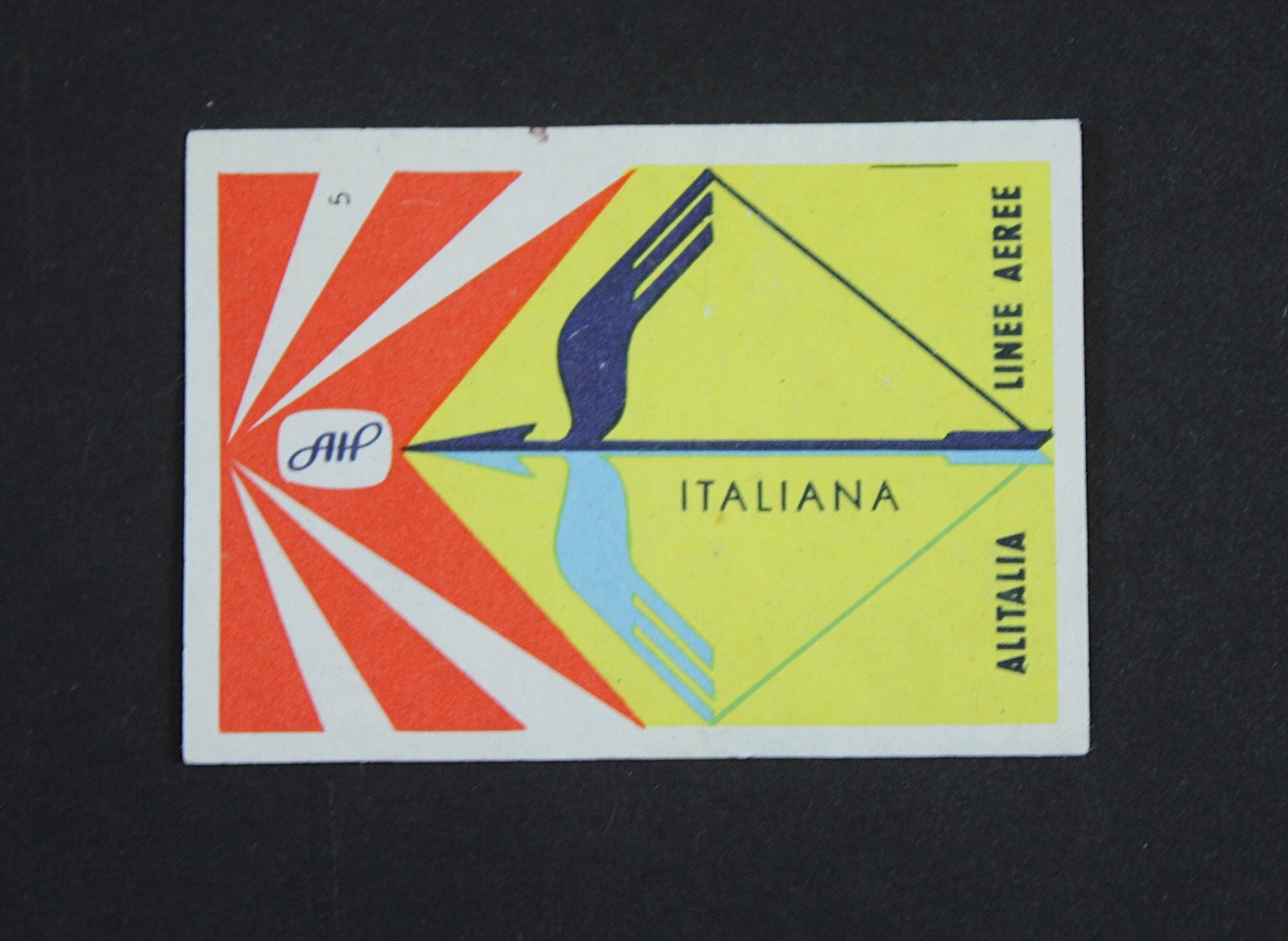 Vintage Alitalia Airline Matchbox Label Linee Aeree Italiana 1 7/8\