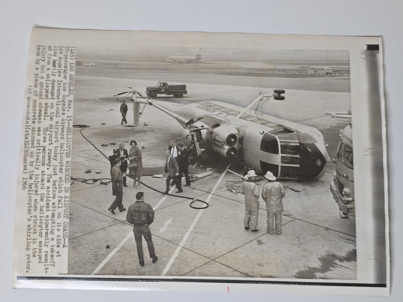 1966 Los Angeles Airways N302Y Sikorsky S-61L LAX Crash Press Photo